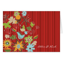 carte de remerciements floral rouge de mariage de 