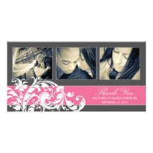 CARTE DE REMERCIEMENTS L'ÉPOUSANT ROSE DU FLOURISH CARTES AVEC PHOTO