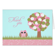 Carte de remerciements mignon d'arbre de hibou de 