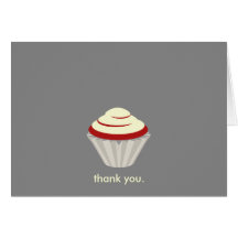 Carte de remerciements rouge de petit gâteau de ve