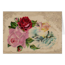 Carte de remerciements victorien de roses d'hiver
