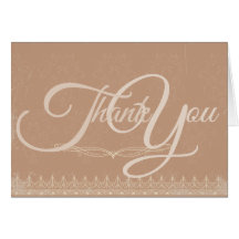 Carte de remerciements vintage de mariage damassé