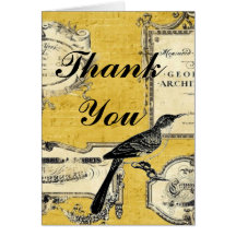 Carte de remerciements vintage de mariage d'oiseau