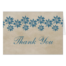 Carte de remerciements vintage floral bleu