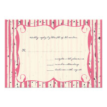 Carte de réponse de mariage d'arbre de bouleau de  invitations personnalisées