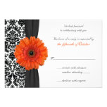 Carte- de réponse orange de mariage damassé de mar invitations personnalisables