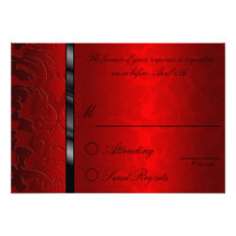 Carte- de réponse rouge de damassé d'aluminium invitations personnalisées