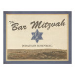Carte- de réponse vintage de Mitzvah de barre de J Cartons D'invitation