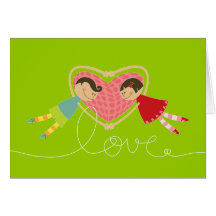 Carte de Saint-Valentin d'amour de fille de coeurs