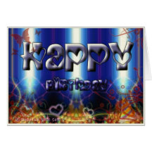 Carte de salutation `` Birthday Neon´´ contents
