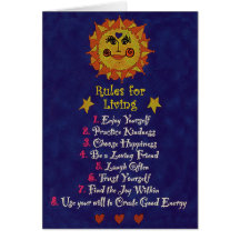 Carte de salutation/note. Règles pour la vie