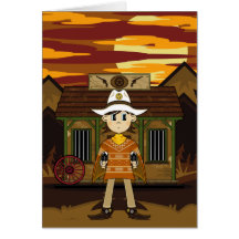 Carte de shérif de cowboy de poncho