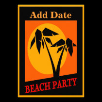 Carte de signe de partie de plage invitations