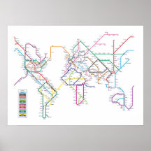 Carte de souterrain de métro du monde posters