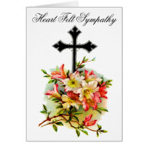 Carte de sympathie noire de croix de fleur 17