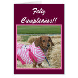 Carte de teckel de joyeux anniversaire de Feliz Cu