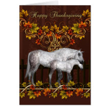 Carte de thanksgiving avec la jument et le poulain