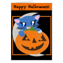 Carte de Toon Kitty de lune de citrouille de Skye