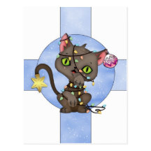 Carte de vacances avec le chat - carte postale - v