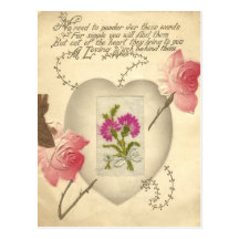 Carte de Valentine brodée par antiquité Carte Postale