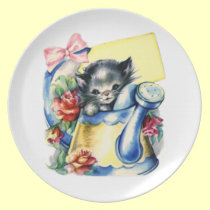 Carte de Valentine de chat assiettes