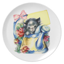 Carte de Valentine de chat Assiette Pour Soirée