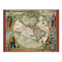 Carte de Vieux Monde antique des Amériques, 1597 Cartes Postales