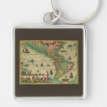 Carte de Vieux Monde antique des Amériques, 1606 Porte-clés