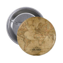 Carte de Vieux Monde antique sur un Pin Badge Avec Épingle
