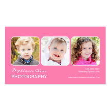 Carte de visite blanc rose de photographe de portr