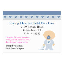 Carte de visite bleu de Childcare de coeurs