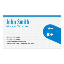 Carte de visite bleu moderne de tuteur de maths