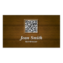 Carte de visite chic de coiffeur de code en bois Q