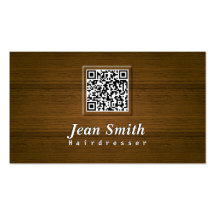 Carte de visite chic de coiffeur de code en bois Q