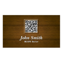 Carte de visite chic du code OB/GYN en bois QR