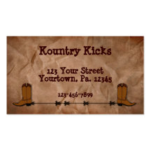 Carte de visite de bottes de cowboy