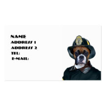 Carte de visite de chien de boxeur de pompier