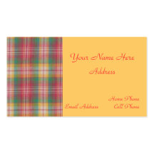 Carte de visite de plaid de Madras