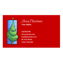Carte de visite de rouge d'arbre de Noël