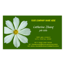 carte de visite de vert de fleur blanche