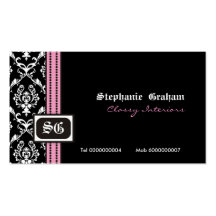 Carte de visite élégant blanc noir de monogramme d