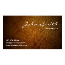 Carte de visite en cuir chic de coiffeur de Brown
