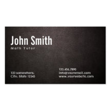 Carte de visite en cuir foncé élégant de tuteur de