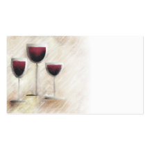 Carte de visite en verre de trio de vin rouge