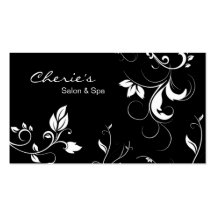Carte de visite floral blanc noir de remous