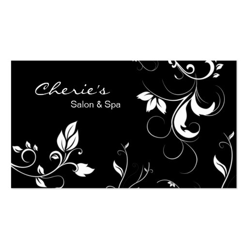 Carte de visite floral blanc noir de remous