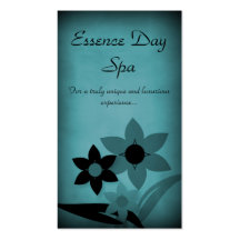 Carte de visite floral grunge, Teal