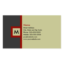 Carte de visite gris et rouge moderne de monogramm