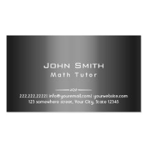 Carte de visite gris-foncé chic de tuteur de maths