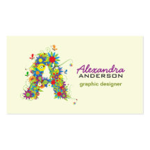 Carte de visite initial floral du monogramme "A"